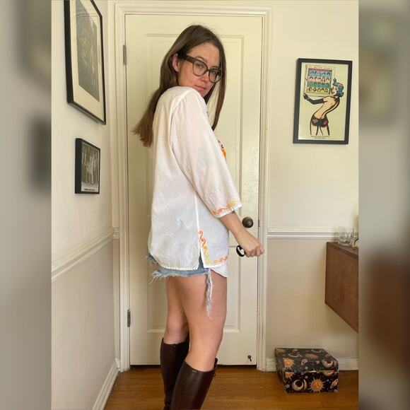 Vintage Mexican Embroidered Long Sleeve Tunic - Picture 2 of 7